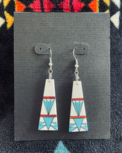 Load image into Gallery viewer, Multi-stone &amp; Shell Inlay Wedge Dangle Earrings- 17 Designs to Choose From
