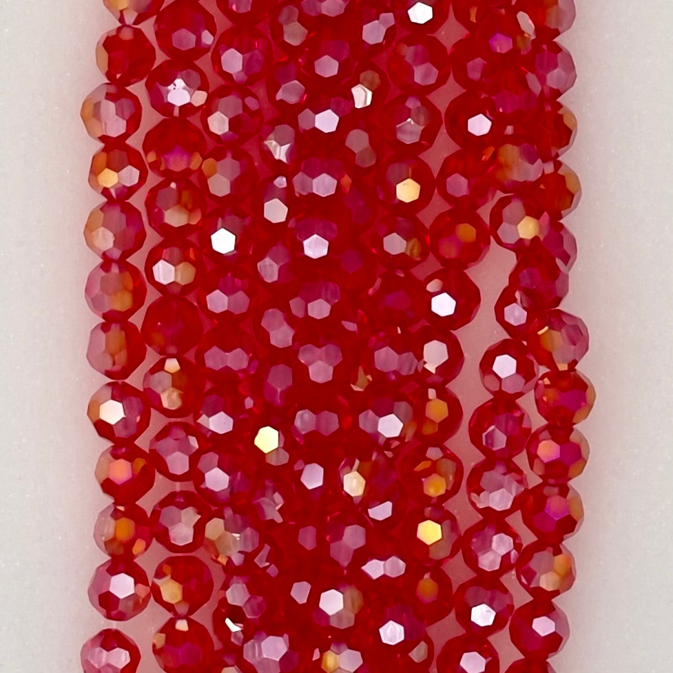 8mm 519 Ruby AB Transparent Faceted Beads 130 pieces