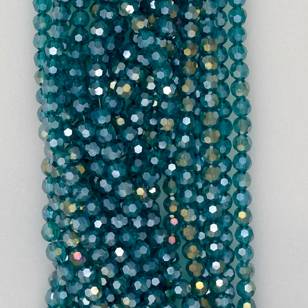 8mm 521 Teal AB Transparent Faceted Beads 100 pieces