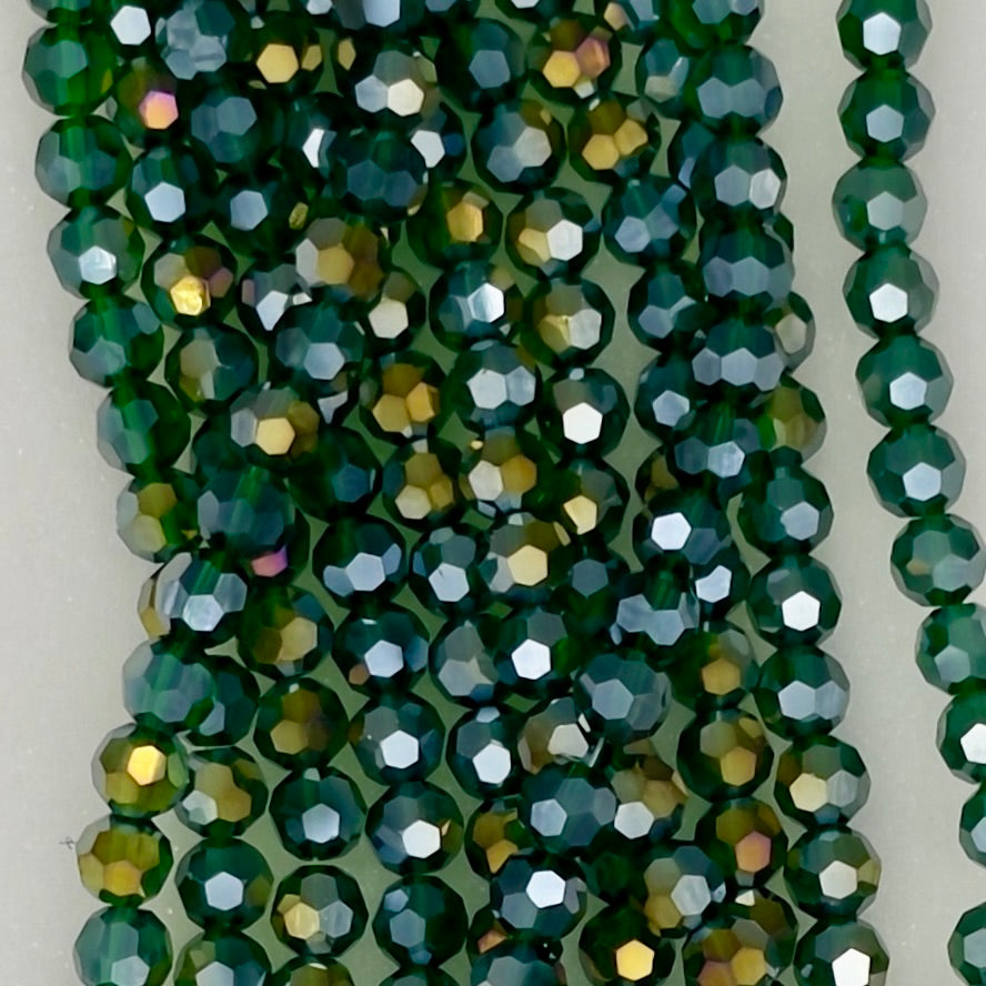 8mm 569 Olive Green AB Transparent Faceted Beads 80 pieces