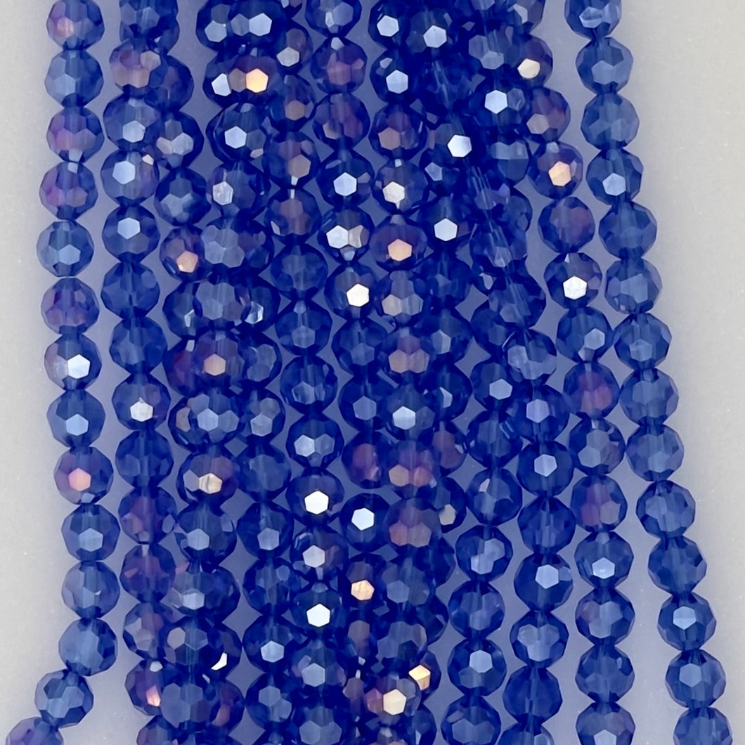 8mm 574 Dark Sapphire AB Transparent Faceted Beads 100 pieces