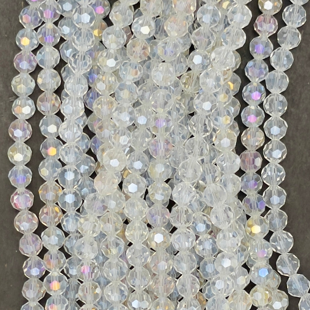 8mm 513 Crystal AB Transparent Faceted Beads