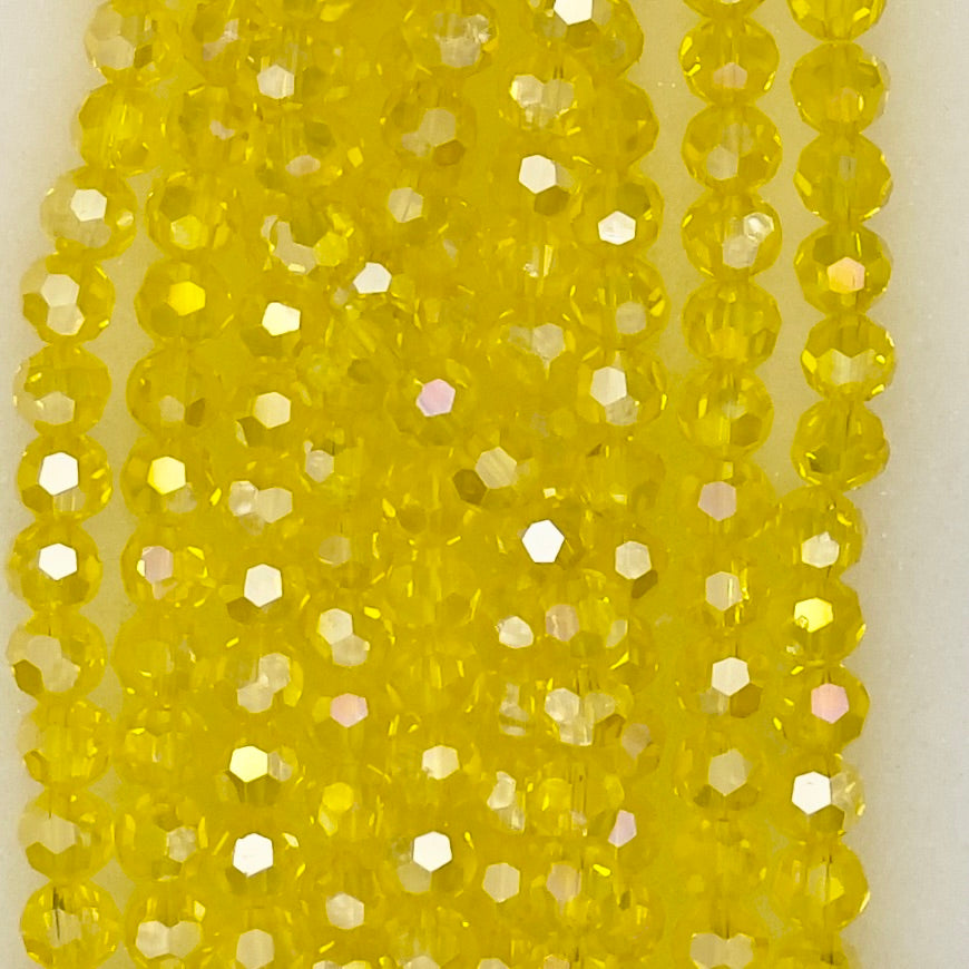 8mm 543 Medium Yellow AB Transparent Faceted Beads