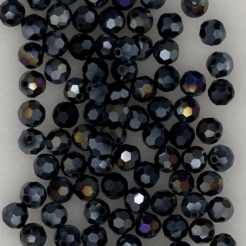 8mm 509 Black (Jet) AB Faceted Beads 100 pieces