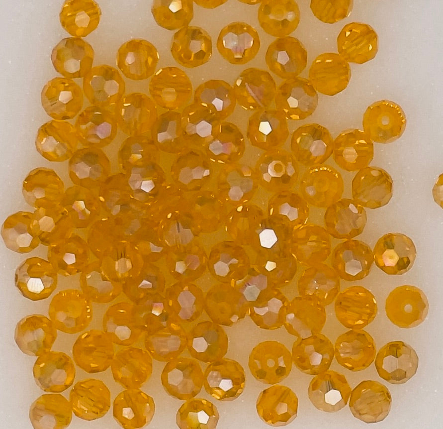 8mm 531 Amber AB Transparent Faceted Beads Pkg. of 130 pcs.