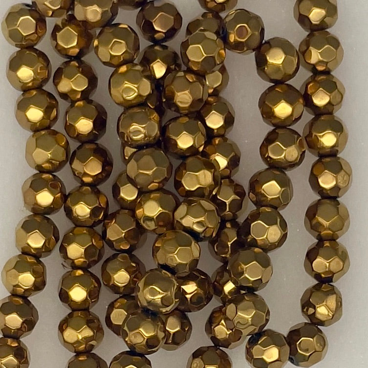 8mm 854 Gold Metallic Faceted Beads 80 pieces