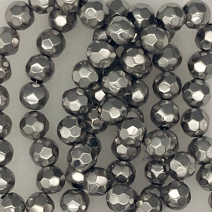 8mm 812 Silver Metallic Faceted Beads 80 pieces