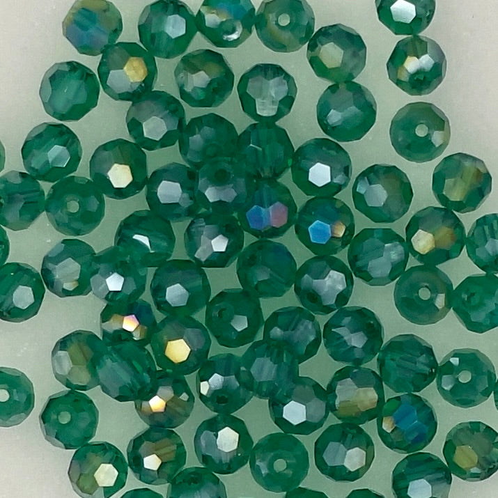 8mm 571 Emerald AB Transparent Faceted Beads 130 pieces