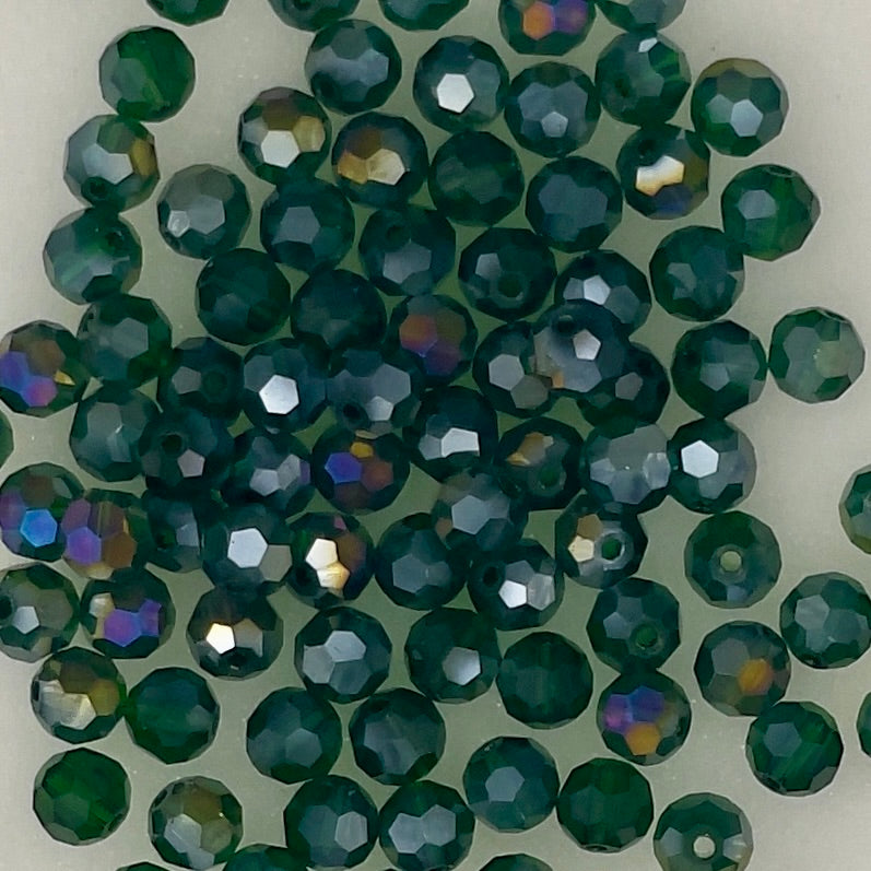 8mm 565 Dark Kelly Green AB Transparent Faceted Beads 130 pieces