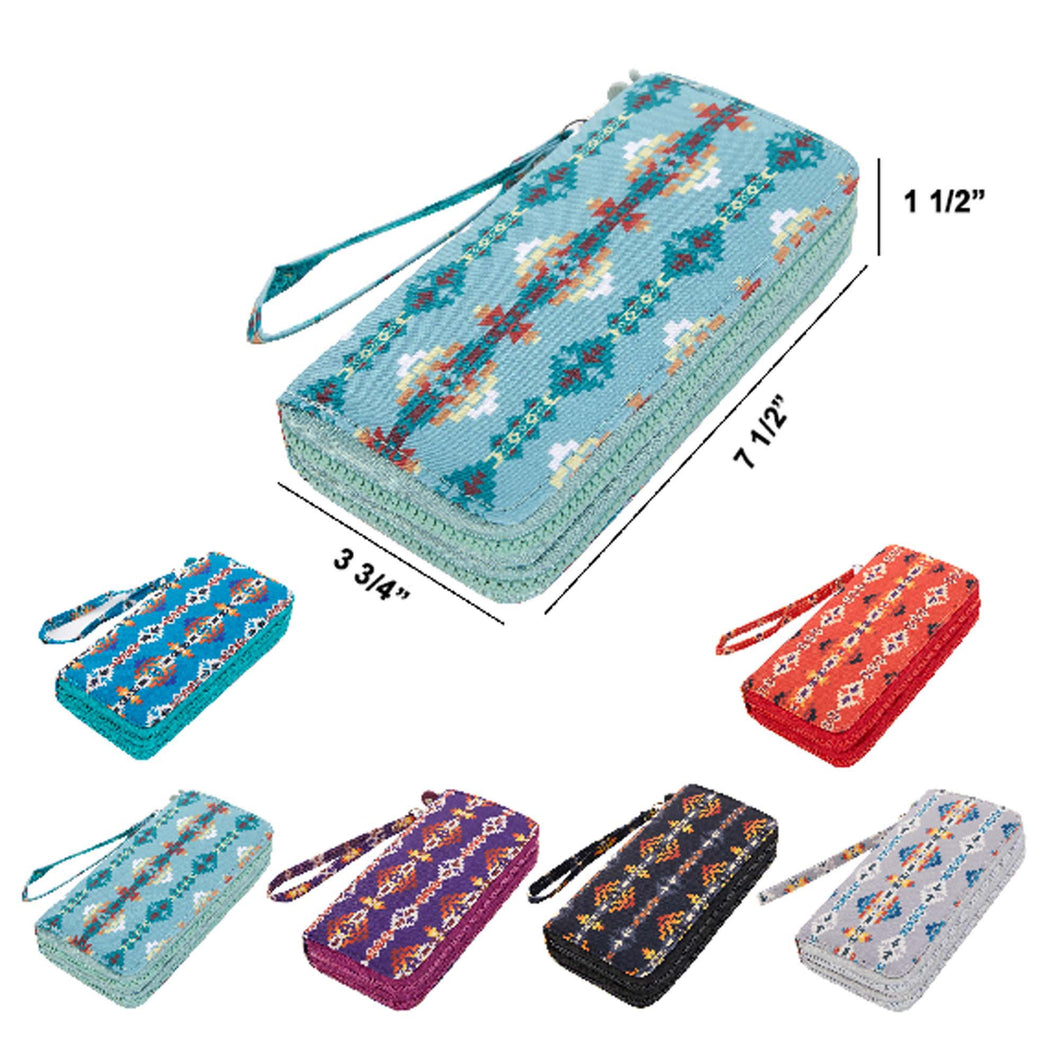 Printed Zippered Clutch Wallet- Solstice Design