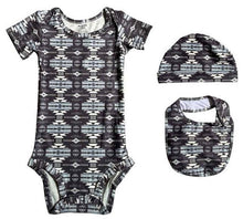 Load image into Gallery viewer, 3 pc. Onesie Set- Includes Onesie, Bib, and Soft Beanie. 18 months.
