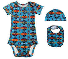 Load image into Gallery viewer, 3 pc. Onesie Set- Includes Onesie, Bib, and Soft Beanie. 18 months.
