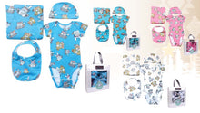 Load image into Gallery viewer, Baby Gift Set- Includes Onesie, Bib, Soft Cap, and Blanket. 6 months.
