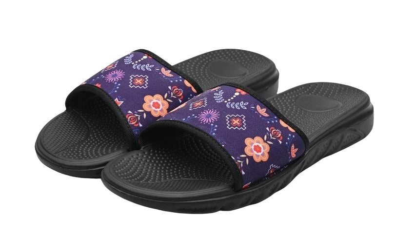 Slipper Floral Purple/Black