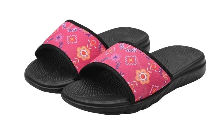 Slipper Floral Pink/Black