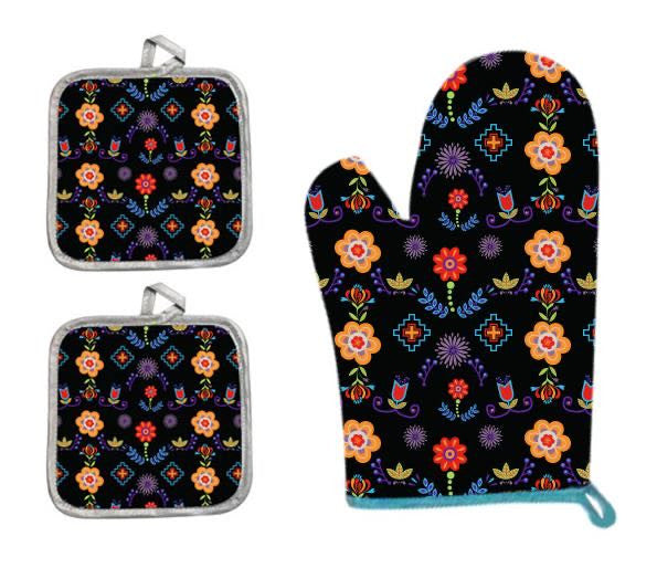 Oven Mitt 3pc Floral